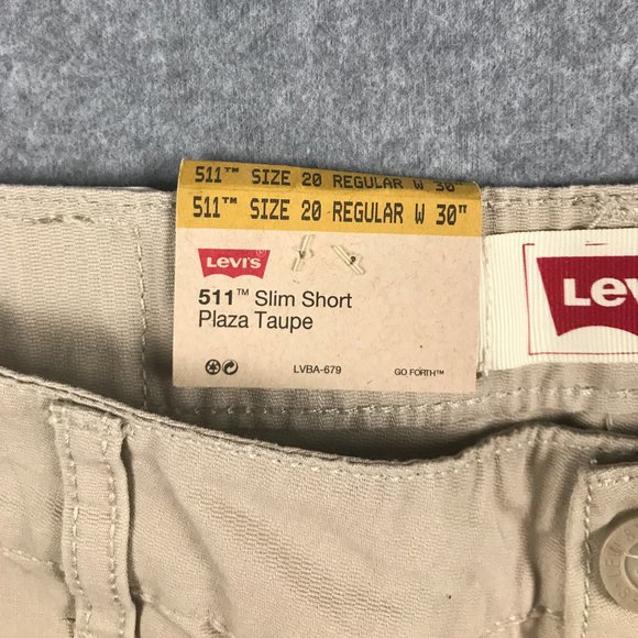 New Levis 511 Shorts Mens Small Size 20 Khaki Beige Tan Slim Short Plaza Taupe - Picture 5 of 15